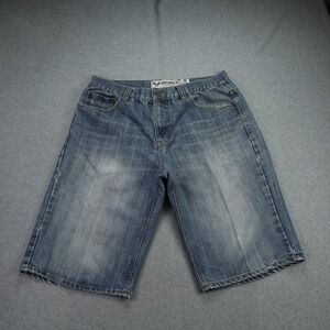 Vintage Avirex Shorts Mens 36 Blue Baggy Y2K Hip Hop Jean Embroidered Denim
